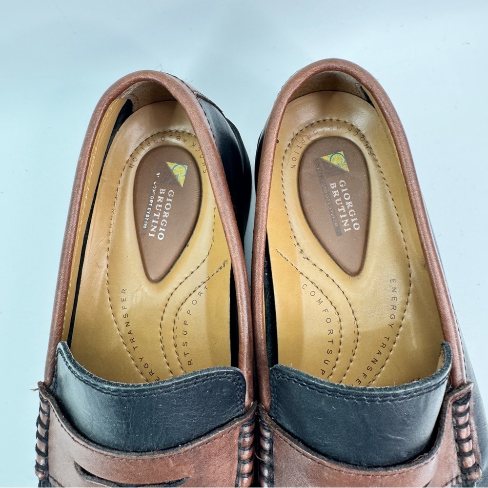 Giorgio Brutini Gel Tech Comfort Leather Loafers Black Brown Men 9 Shock Absorb - Picture 6 of 13
